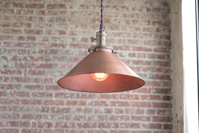 Pendant Lights - Aged Copper - Metal Shade - Hanging Pendant Light - Industrial Shade Pendant - Model No. 6290