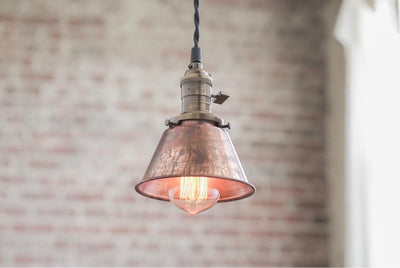 Pendant Lights - Aged Copper - Metal Shade -  Hanging Pendant Light - Industrial Shade Pendant - Model No. 4887