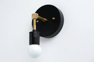 SCONCE MODEL No. 6139- Mid Century Modern Wall Lights with a Black/Brass finish. Designed and produced by MODCREATIONStudio at Peared Creation
