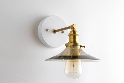 SCONCE MODEL No. 1372- Mid Century Modern Wall Lights with a White/Brass finish. Designed and produced by MODCREATIONStudio at Peared Creation