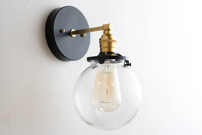 SCONCE MODEL No. 5456- Mid Century Modern Wall Lights with a Black/Brass finish. Designed and produced by MODCREATIONStudio at Peared Creation
