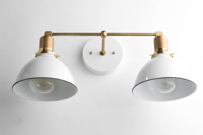 VANITY MODEL No. 9018- Mid Century Modern bathroom lighting with a Raw Brass finish. Designed and produced by MODCREATIONStudio at Peared Creation