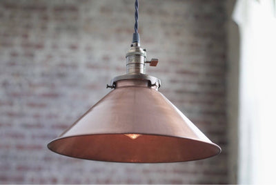 Pendant Lights - Aged Copper - Metal Shade - Hanging Pendant Light - Industrial Shade Pendant - Model No. 6290
