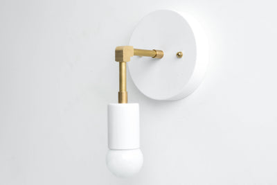 SCONCE MODEL No. 8578- Mid Century Modern Wall Lights with a White/Brass finish. Designed and produced by MODCREATIONStudio at Peared Creation