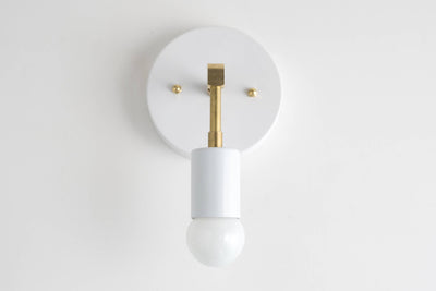 SCONCE MODEL No. 8578- Mid Century Modern Wall Lights with a White/Brass finish. Designed and produced by MODCREATIONStudio at Peared Creation