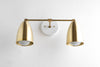 VANITY MODEL No. 8289- Mid Century Modern bathroom lighting with a White/Brass finish. Designed and produced by MODCREATIONStudio at Peared Creation