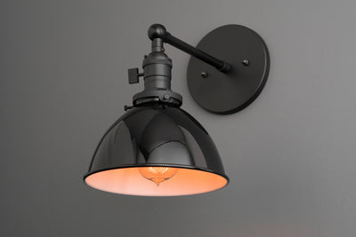 SCONCE MODEL No. 5840- Industrial Wall Lights with a Black finish. Designed and produced by newwineoldbottles at Peared Creation