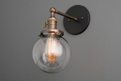 SCONCE MODEL No. 7479- Industrial Wall Lights with a Black/Antique Brass finish. Designed and produced by newwineoldbottles at Peared Creation