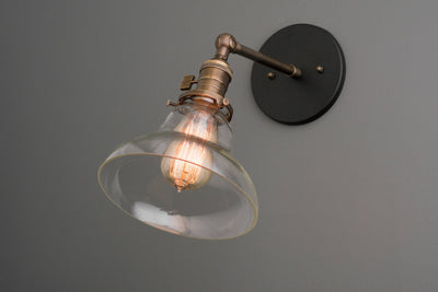 SCONCE MODEL No. 9048- Industrial Wall Lights with a Black/Antique Brass finish. Designed and produced by newwineoldbottles at Peared Creation