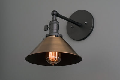 SCONCE MODEL No. 8211- Industrial Wall Lights with a Black finish. Designed and produced by newwineoldbottles at Peared Creation