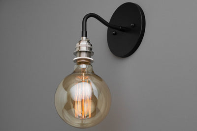 SCONCE MODEL No. 8064- Industrial Wall Lights with a Brushed Nickel/Black finish. Designed and produced by newwineoldbottles at Peared Creation