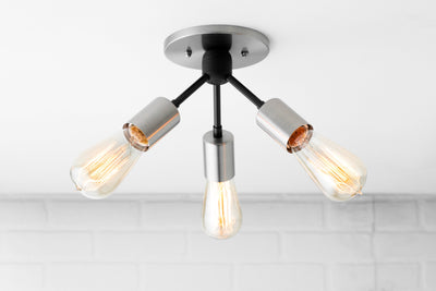 CEILING LIGHT MODEL No. 9467- Industrial Ceiling Lights with a Brushed Nickel/Black finish. Designed and produced by newwineoldbottles at Peared Creation