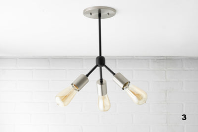 CEILING LIGHT MODEL No. 9467- Industrial Ceiling Lights with a Brushed Nickel/Black finish. Designed and produced by newwineoldbottles at Peared Creation