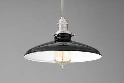 10 Inch Black Enamel Shade - Pendant Light - Island Lighting - Kitchen Lighting - Ceiling Light - Model No. 8506