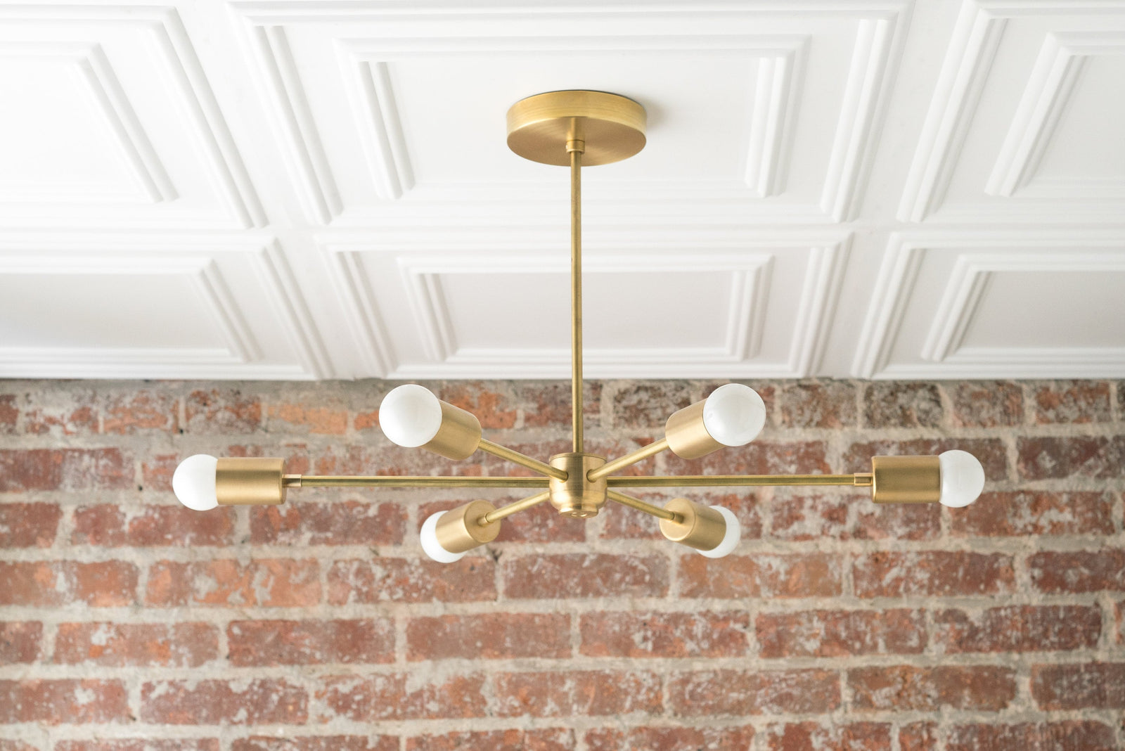 Chandelier Modern Brass - Geometric Ceiling Light  - Mid Century Hanging Light - Industrial Chic Lamp - Model No. 9414