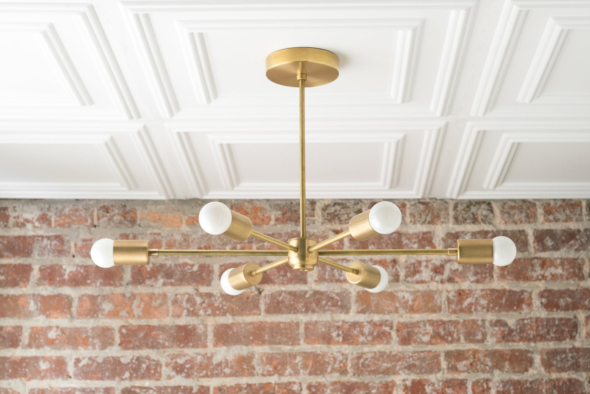 Chandelier Modern Brass - Geometric Ceiling Light  - Mid Century Hanging Light - Industrial Chic Lamp - Model No. 9414