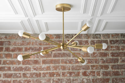 Sputnik Chandelier - Brass Light Fixture - Modern Ceiling Lamp - Model No. 7788