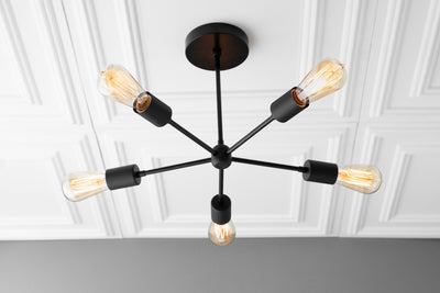 CHANDELIER MODEL No. 7337- Industrial dining room lights with a Black finish. Designed and produced by newwineoldbottles at Peared Creation