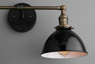 VANITY MODEL No. 7917- Industrial bathroom lighting with a Black finish. Designed and produced by newwineoldbottles at Peared Creation