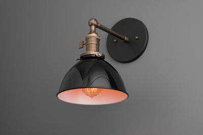 SCONCE MODEL No. 5840- Industrial Wall Lights with a Black/Antique Brass finish. Designed and produced by newwineoldbottles at Peared Creation
