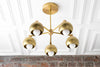 CHANDELIER MODEL No. 1345- Mid Century Modern dining room lights with a Brass/Black Shades finish. Designed and produced by MODCREATIONStudio at Peared Creation