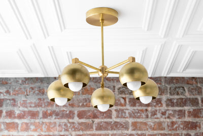 CHANDELIER MODEL No. 1345- Mid Century Modern dining room lights with a Raw Brass finish. Designed and produced by MODCREATIONStudio at Peared Creation