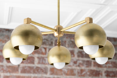 CHANDELIER MODEL No. 1345- Mid Century Modern dining room lights with a Raw Brass finish. Designed and produced by MODCREATIONStudio at Peared Creation