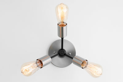 CEILING LIGHT MODEL No. 9467- Industrial Ceiling Lights with a Brushed Nickel/Black finish. Designed and produced by newwineoldbottles at Peared Creation