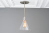 Glass Shade - Drop Ceiling Light - Industrial Lighting - Silver Pendant Light - Brushed Nickel - Island Light - Lighting - Model No. 3424