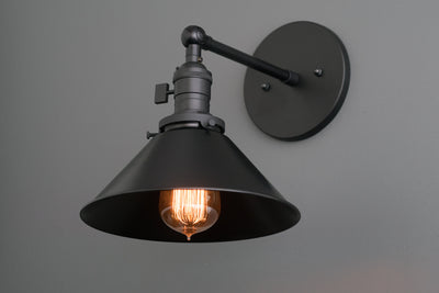 SCONCE MODEL No. 9144- Industrial Wall Lights with a Black finish. Designed and produced by newwineoldbottles at Peared Creation