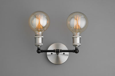 SCONCE MODEL No. 7462- Industrial Wall Lights with a Brushed Nickel/Black finish. Designed and produced by newwineoldbottles at Peared Creation