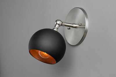 SCONCE MODEL No. 7949- Industrial Wall Lights with a Brushed Nickel/Black finish. Designed and produced by newwineoldbottles at Peared Creation