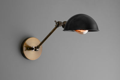 SCONCE MODEL No. 7590- Industrial Wall Lights with a Antique Brass finish. Designed and produced by newwineoldbottles at Peared Creation