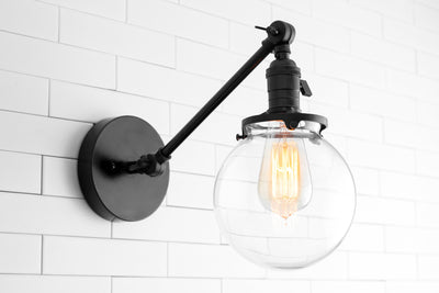 SCONCE MODEL No. 7217- Industrial Wall Lights with a Black finish. Designed and produced by newwineoldbottles at Peared Creation