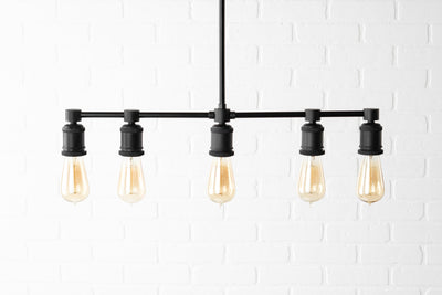 CHANDELIER MODEL No. 5263- Industrial dining room lights with a 14.5" total w/ 6"rod finish. Designed and produced by newwineoldbottles at Peared Creation