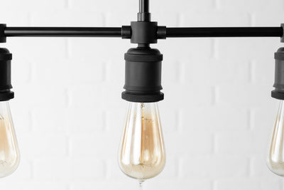 CHANDELIER MODEL No. 5263- Industrial dining room lights with a 14.5" total w/ 6"rod finish. Designed and produced by newwineoldbottles at Peared Creation