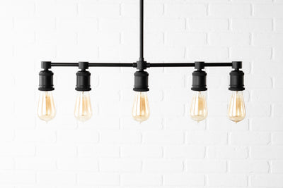 CHANDELIER MODEL No. 5263- Industrial dining room lights with a 14.5" total w/ 6"rod finish. Designed and produced by newwineoldbottles at Peared Creation