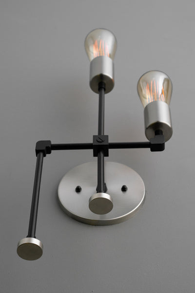 SCONCE MODEL No. 3684- Industrial Wall Lights with a Brushed Nickel/Black finish. Designed and produced by newwineoldbottles at Peared Creation