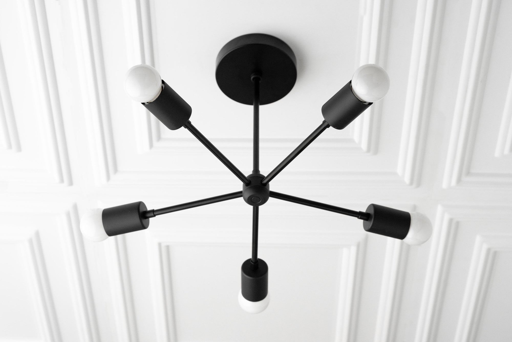 CHANDELIER MODEL No. 6652- Mid Century Modern dining room lights with a Black finish. Designed and produced by MODCREATIONStudio at Peared Creation