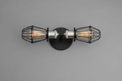 VANITY MODEL No. 3290- Industrial bathroom lighting with a Black/Brushed Nickel finish. Designed and produced by newwineoldbottles at Peared Creation