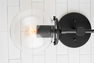 SCONCE MODEL No. 5584- Industrial Wall Lights with a Clear finish. Designed and produced by newwineoldbottles at Peared Creation