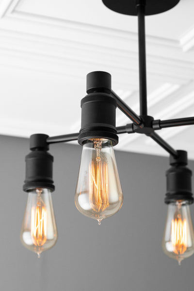 CHANDELIER MODEL No. 1548- Industrial dining room lights with a 14.5" total w/ 6"rod finish. Designed and produced by newwineoldbottles at Peared Creation