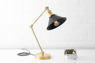 Black Desk Lamp - Edison Table Lamp - Black Shade Lamp - Adjustable Table Light - Farmhouse Lamp - Model No. 7171