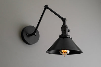 SCONCE MODEL No. 7164- Industrial Wall Lights with a Black finish. Designed and produced by newwineoldbottles at Peared Creation