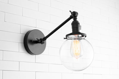 SCONCE MODEL No. 7217- Industrial Wall Lights with a Black finish. Designed and produced by newwineoldbottles at Peared Creation