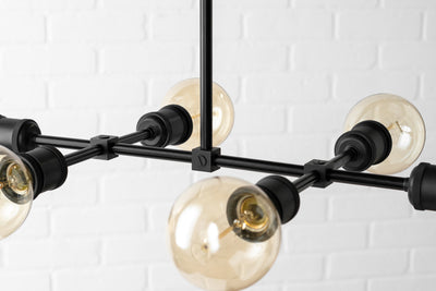 CHANDELIER MODEL No. 4562- Industrial dining room lights with a 11" total w/ 6" rod finish. Designed and produced by newwineoldbottles at Peared Creation