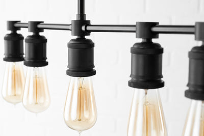 CHANDELIER MODEL No. 5263- Industrial dining room lights with a 14.5" total w/ 6"rod finish. Designed and produced by newwineoldbottles at Peared Creation