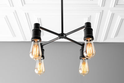 CHANDELIER MODEL No. 1548- Industrial dining room lights with a 14.5" total w/ 6"rod finish. Designed and produced by newwineoldbottles at Peared Creation