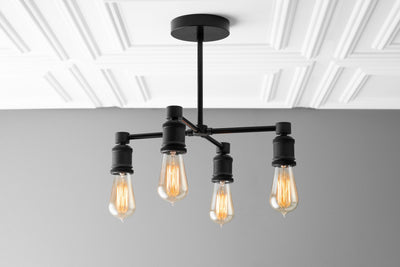 CHANDELIER MODEL No. 1548- Industrial dining room lights with a 14.5" total w/ 6"rod finish. Designed and produced by newwineoldbottles at Peared Creation