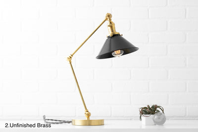 Black Desk Lamp - Edison Table Lamp - Black Shade Lamp - Adjustable Table Light - Farmhouse Lamp - Model No. 7171
